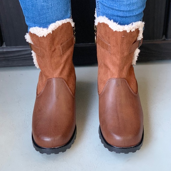 Cognac Fur Lined Water Resistant Winter Tall Boot - Picture 3 of 4